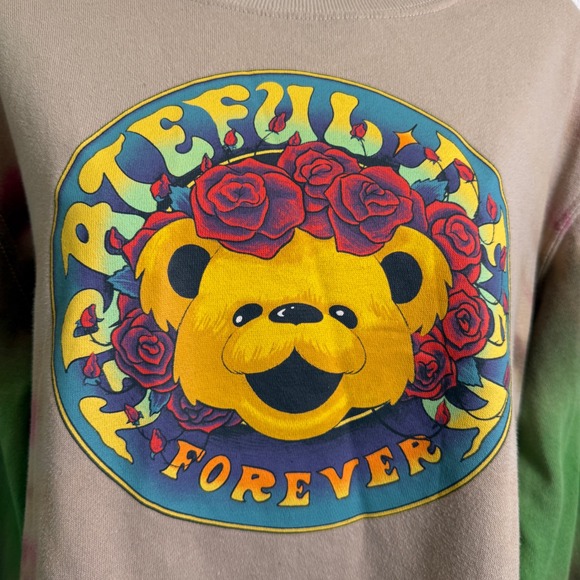 Grateful Dead‎ Floral Bear Tie Dye Sweatshirt Women's Large Crewneck Boho Hippie - Picture 3 of 10